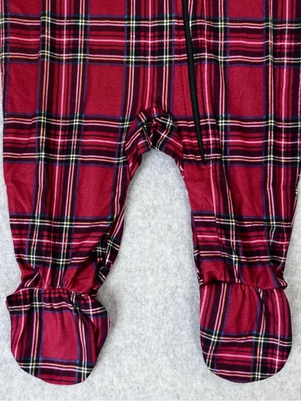 Lanz Of Salzburg One Piece Sleeper Pajamas 6-9 Months Baby Red Tartan Plaid